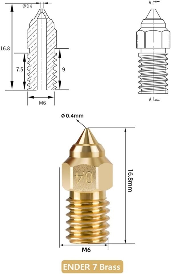 Ender-7 High Speed Brass Nozzle 1.75/0.4mm
