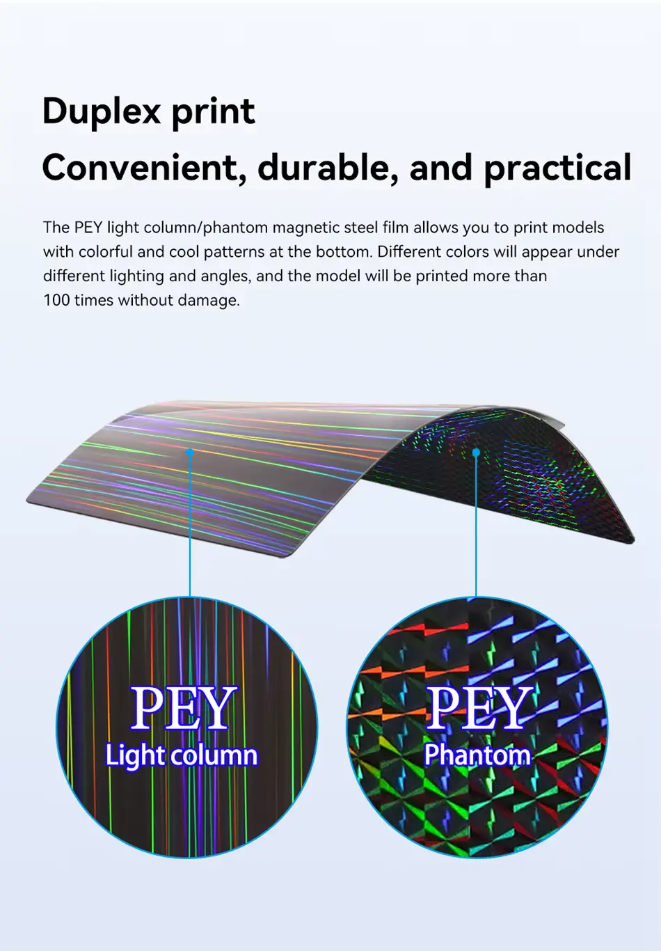 Double Sided Heated bed for Bambu Lab X1 /P1P 257x257mm (pey Light column+pey Phantom) without Magnetic base