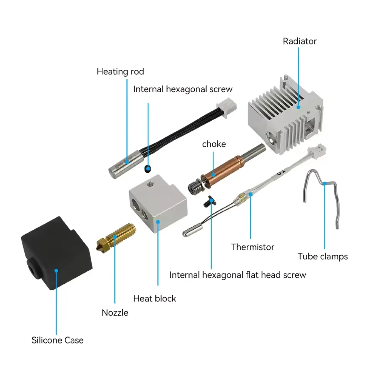 Hotend Kit For Anycubic Kobra 3 with Hardened Steel Nozzle