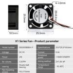Bambu Lab X1 Series Fan on hotend 2510 fan ,5v 0.3a
